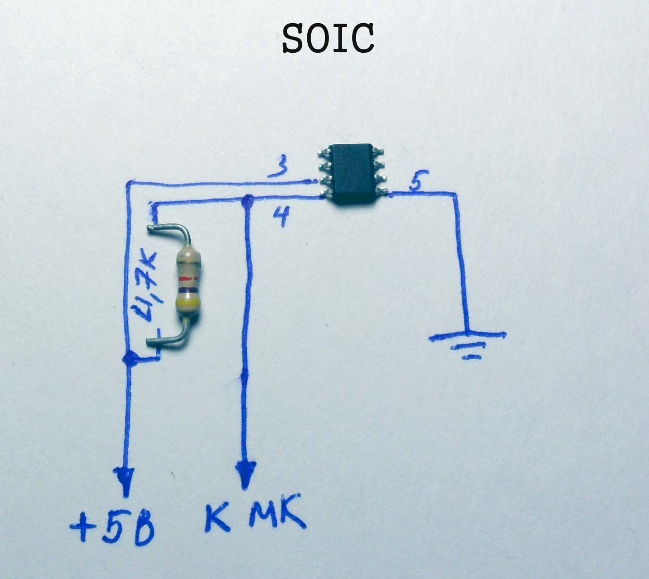 Подключение DS18B20 в корпусе SOIC